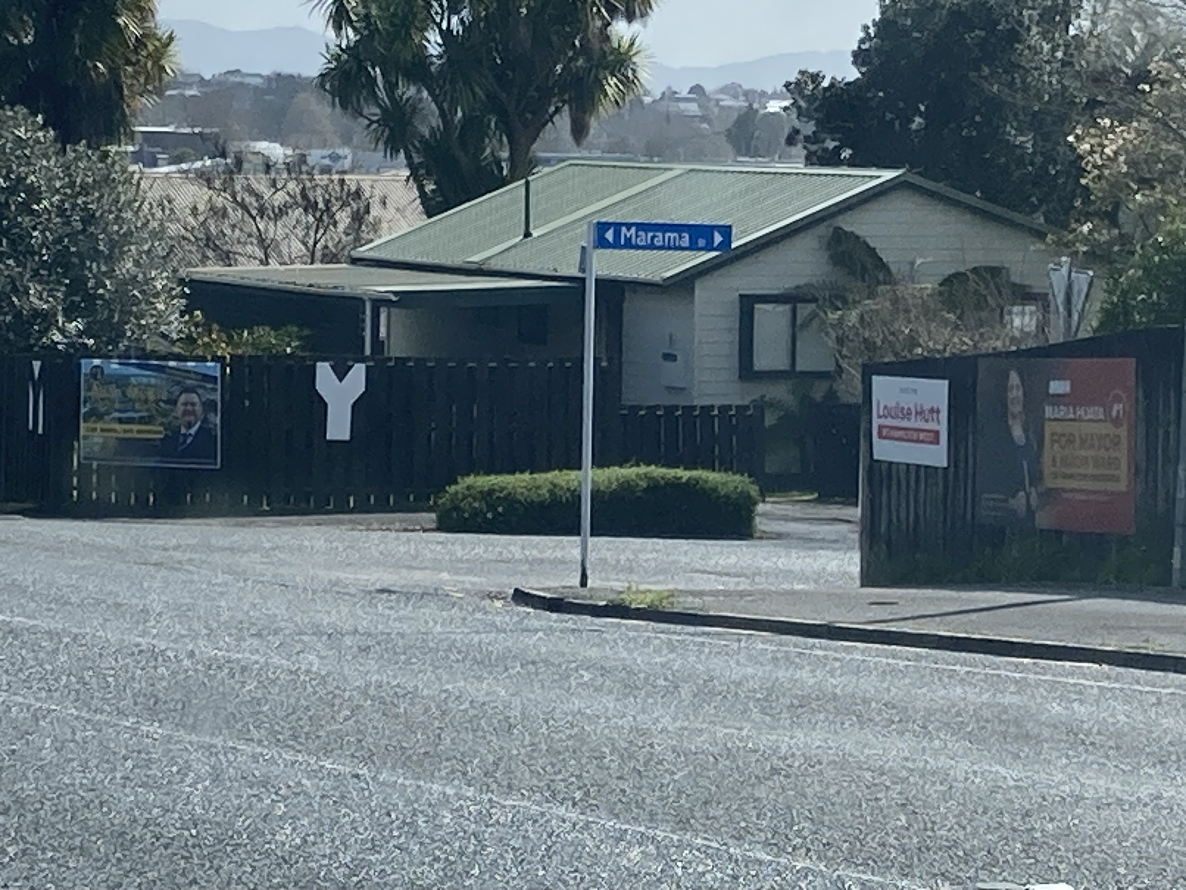Campaign signs on Marama Street